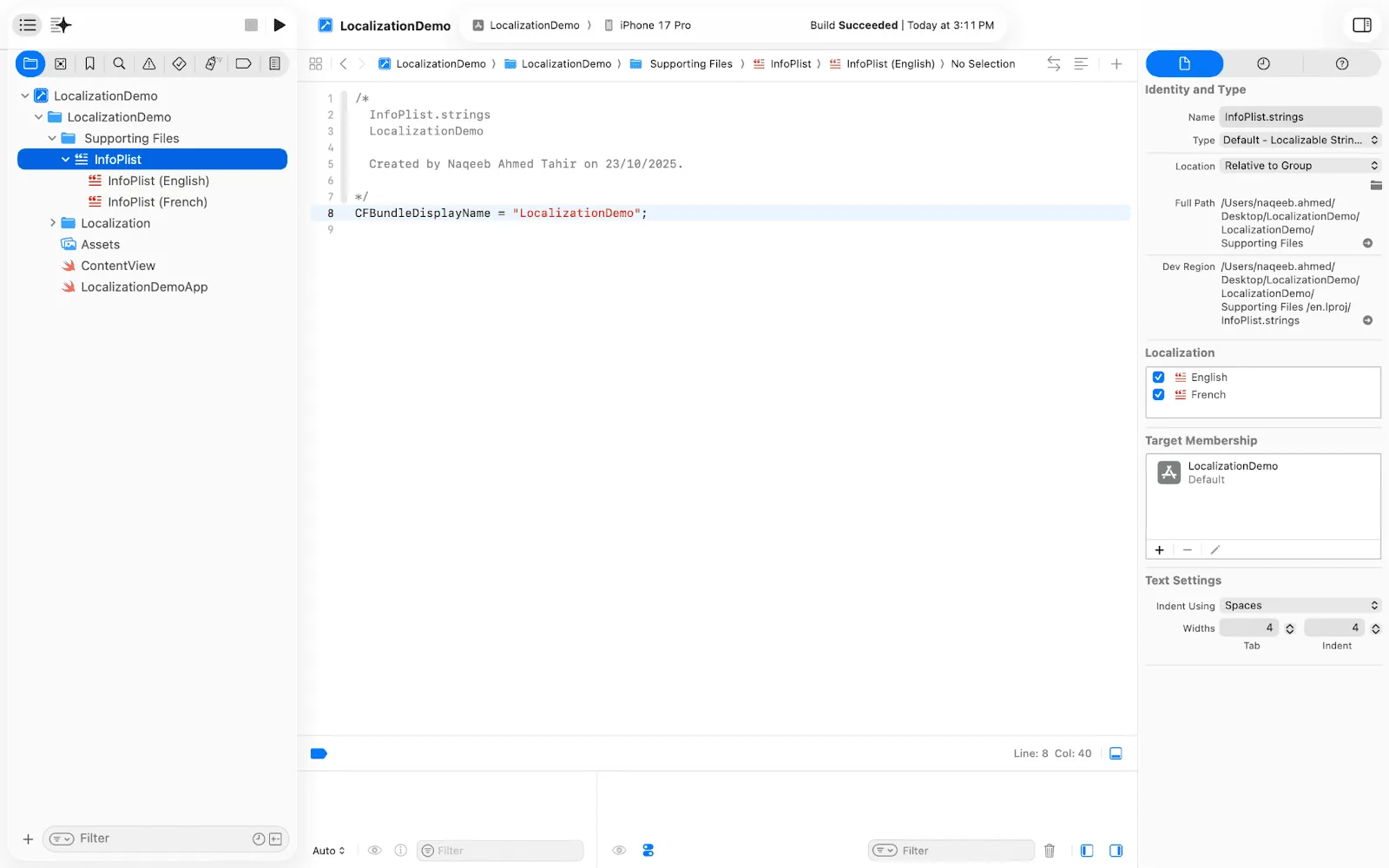 Localize InfoPlist.strings file